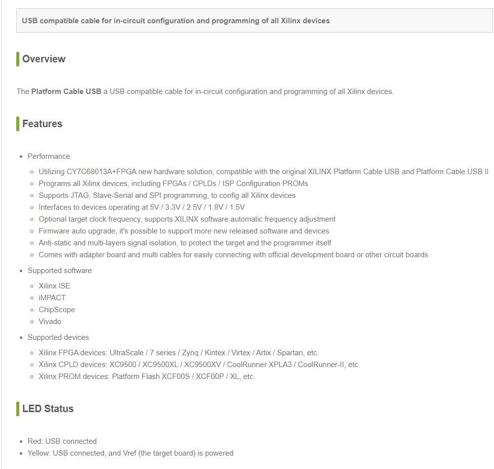 Waveshare XILINX JTAG Download Debugger Compatible XILINX Platform Cable USB FPGA CPLD in-Circuit De