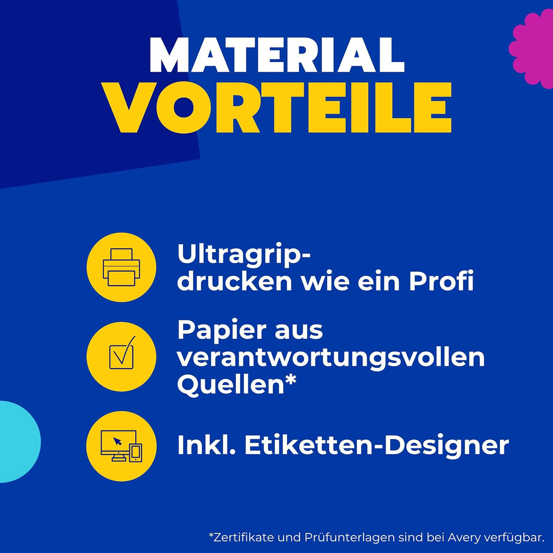 AVERY Zweckform 3484-200 Adressaufkleber (3.200 plus 320 Klebeetiketten extra, 105x37mm auf A4, bedr
