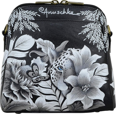 Anuschka Handbemalte Organiser Tasche aus echtem Leder mit Reissverschluss Cleopatra Leopard, Cleopa