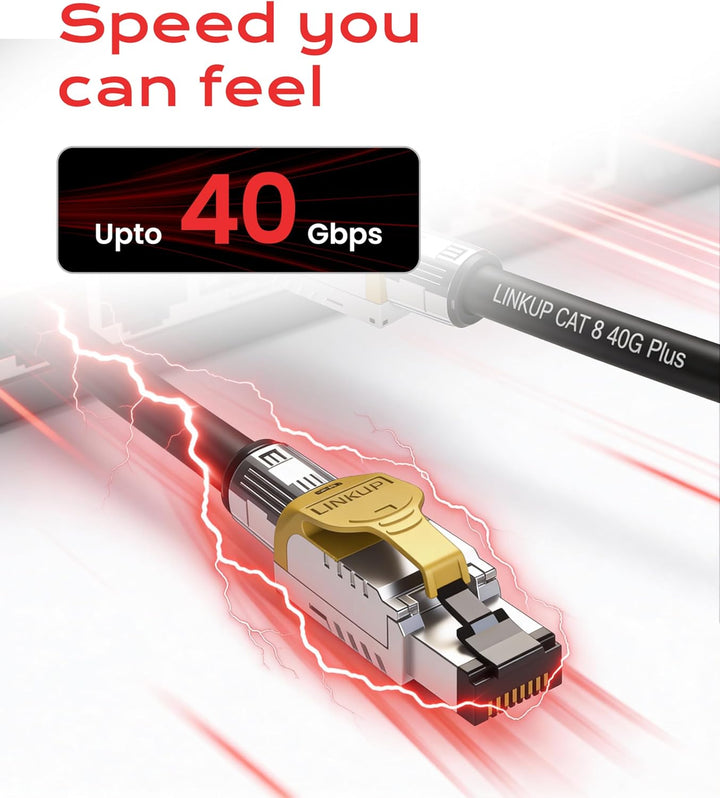 LINKUP - [GHMT & DSX8000 Zertifiziert] Cat8-Ethernet-Patchkabel S/FTP 22AWG Doppelt Geschirmtes Mass