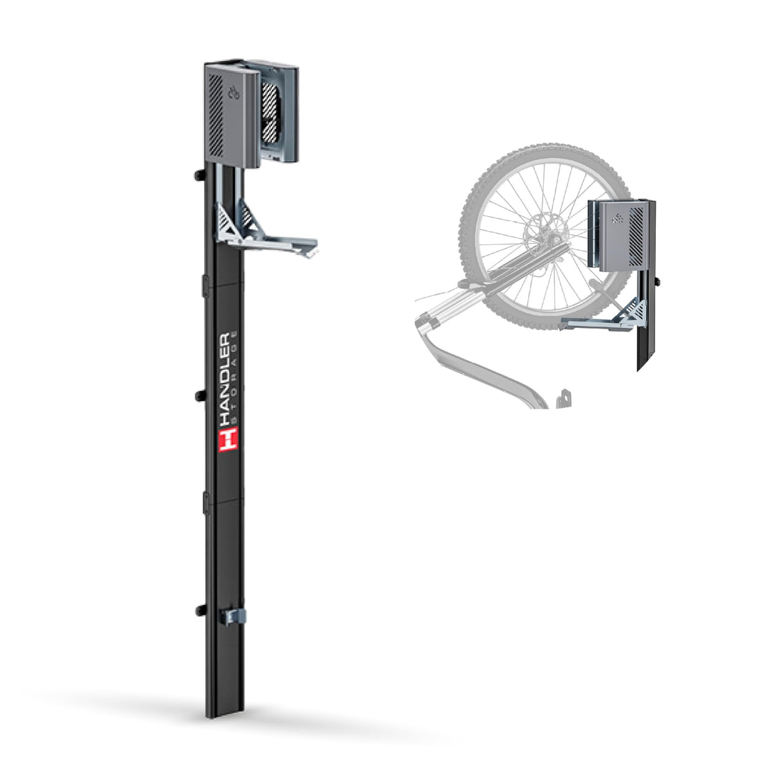 HANDLER Storage Fahrradlift, Vertikale Wandhalterung in grau für E-Bikes &amp; Fahrräder bis 32kg, Platz