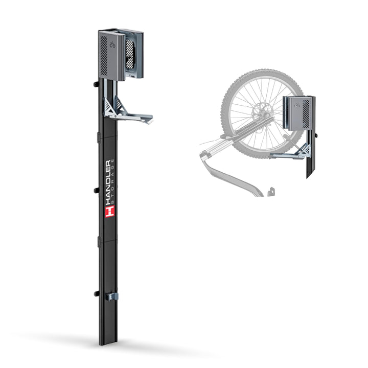 HANDLER Storage Fahrradlift, Vertikale Wandhalterung in grau für E-Bikes &amp; Fahrräder bis 32kg, Platz