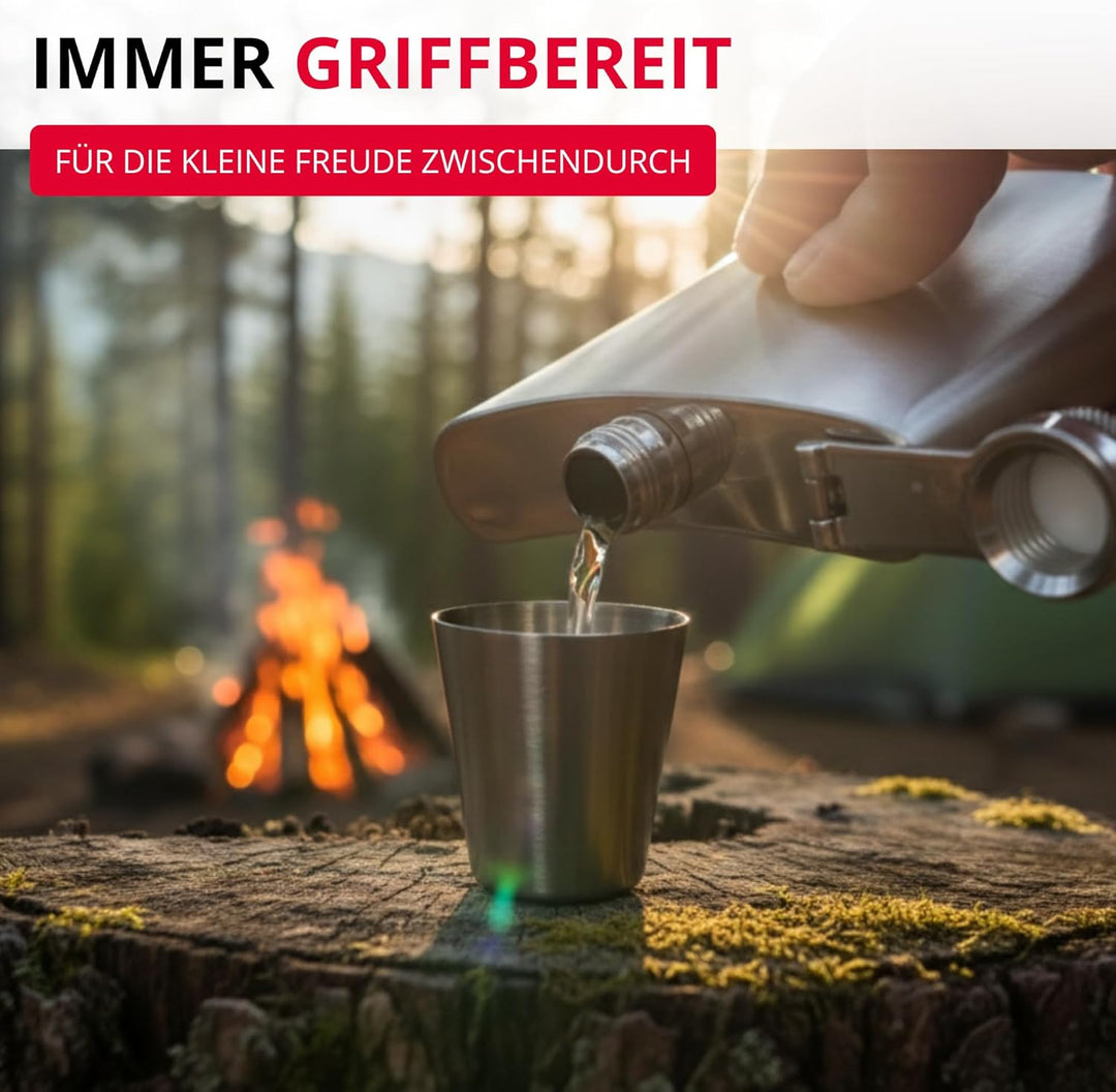 Westmark Flachmann Delano – kleine Taschenflasche mit Trichter, Trinkbehälter für Drinks unterwegs,