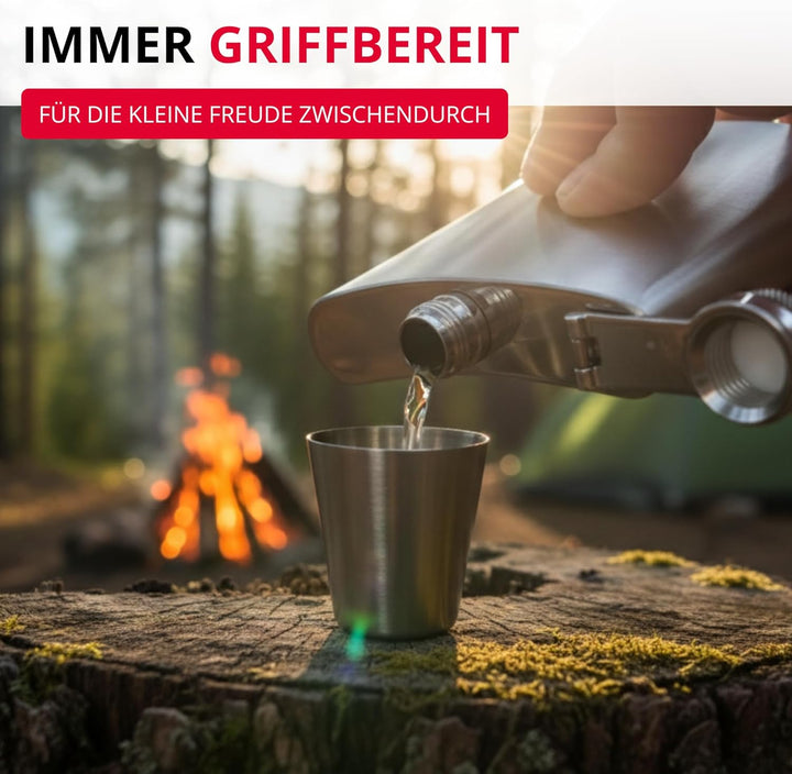 Westmark Flachmann Delano – kleine Taschenflasche mit Trichter, Trinkbehälter für Drinks unterwegs,