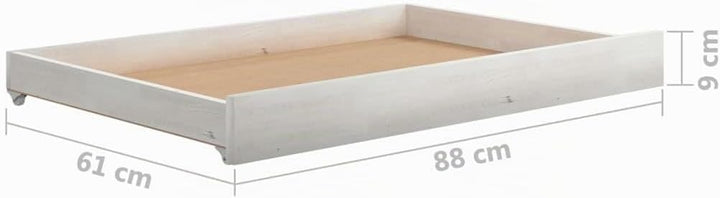vidaXL 2X Massivholz Kiefer Schublade für Tagesbetten Bettkasten Bettschubkasten Unterbettschublade