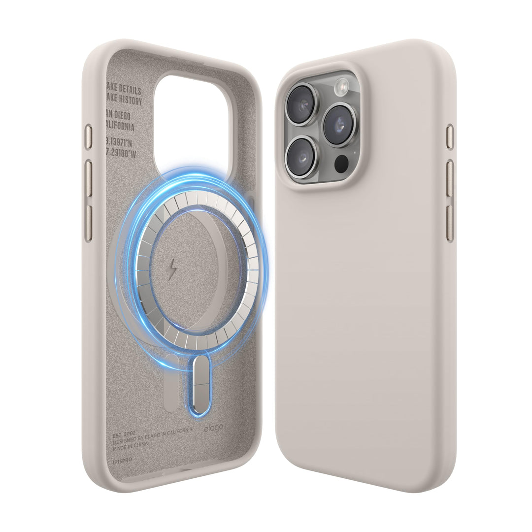 elago Magnetische Silikonhülle Kompatibel mit iPhone 15 Pro Hülle, Kompatibel mit MagSafe Alles Zube