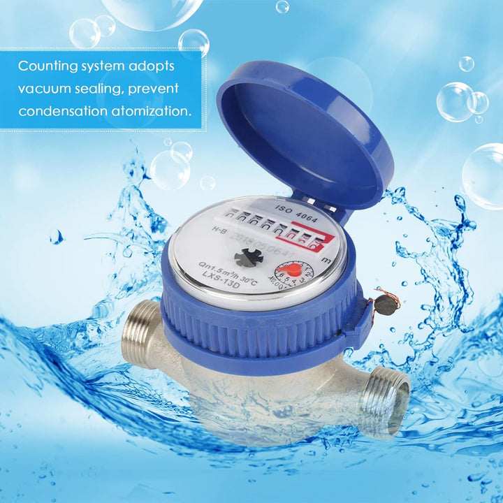 Honeyhouse Kalt Wasserzähler mit Armaturen und Schutzhülle, 1.5 m3/h Wasseruhr Geeicht 15 mm Wasserd