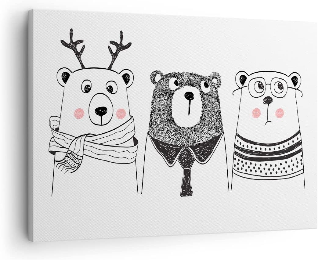 Bilder auf Leinwand Spass süss Teddybär Leinwandbild mit Rahmen 70x50cm Wandbilder Dekoration Wohnzi