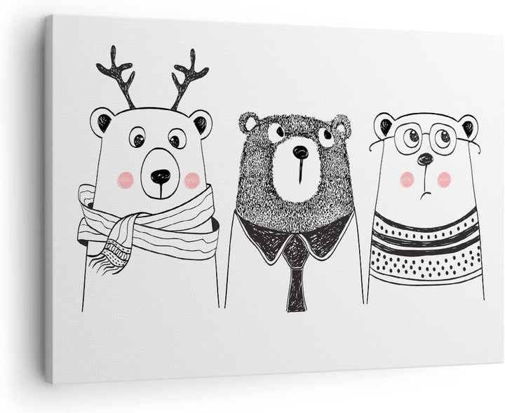 Bilder auf Leinwand Spass süss Teddybär Leinwandbild mit Rahmen 70x50cm Wandbilder Dekoration Wohnzi