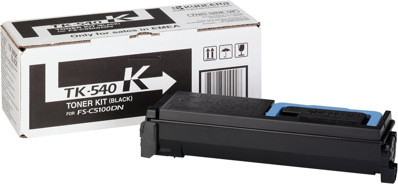 Kyocera TK-540K Toner Schwarz, Original Tonerkartusche 1T02HL0EU0–0T2HL0EU, Kompatibel für ECOSYS FS