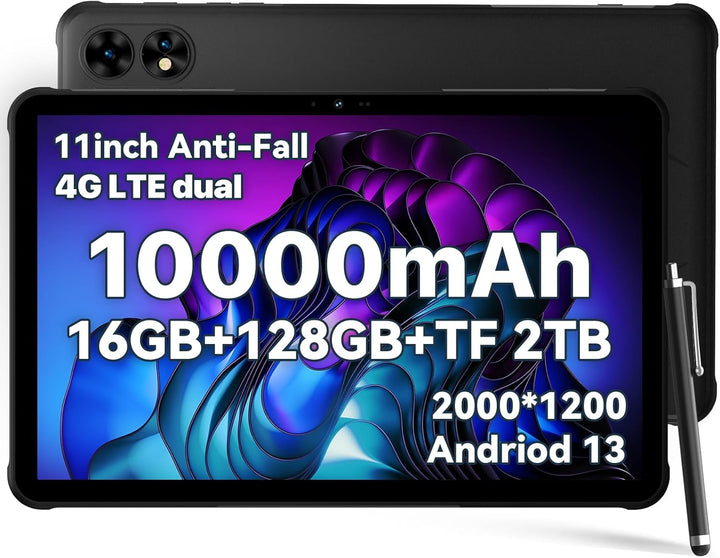 UMIDIGI 2024 Android 13 Tablet 11 Zoll,Active T1 Leichtes Rugged Tablet Wasserdicht,16GB+128GB(TF 1T