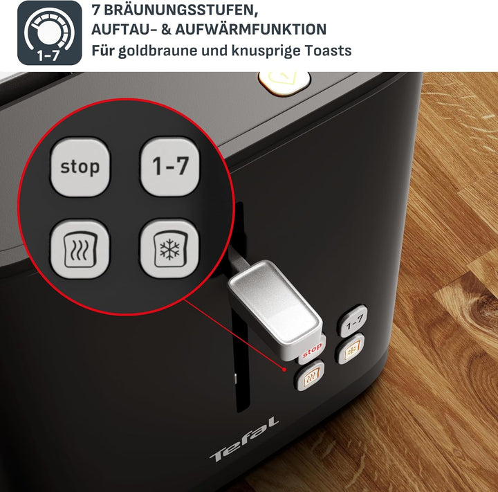 Tefal TL6408 Toaster | Für Zwei Lange Scheiben Favoriten-Einstellungen Countdown | Mit Digitaldispla