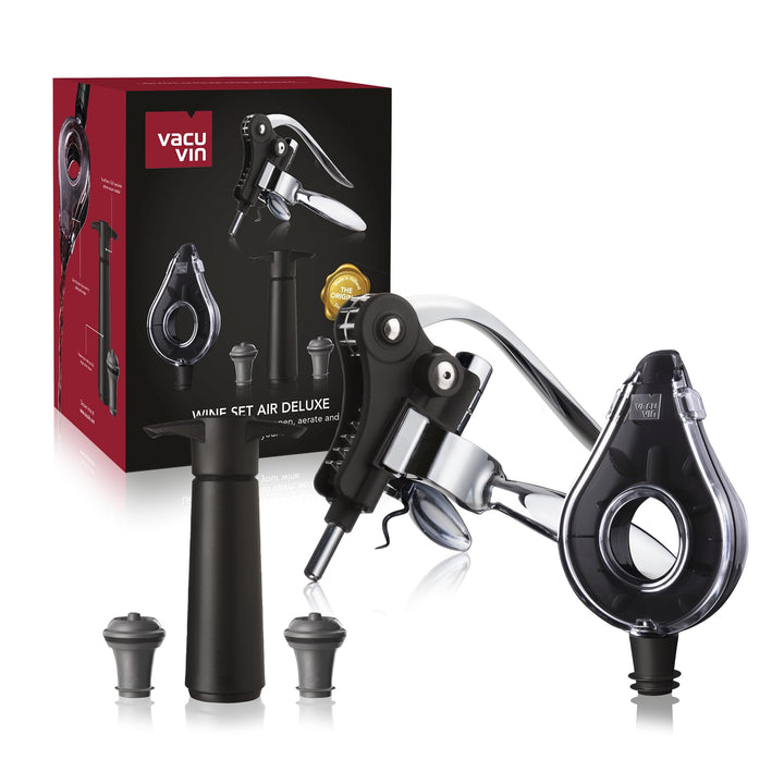Vacu Vin 3890760 Air Deluxe Wine Accessory Set, Kunststoff, Schwarz