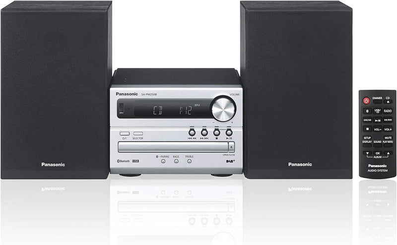 Panasonic DAB+ SC-PM250BEGS I 20-W-Digitalverstärker, CD-Player, UKW-Radio und DAB+-USB-Anschluss —