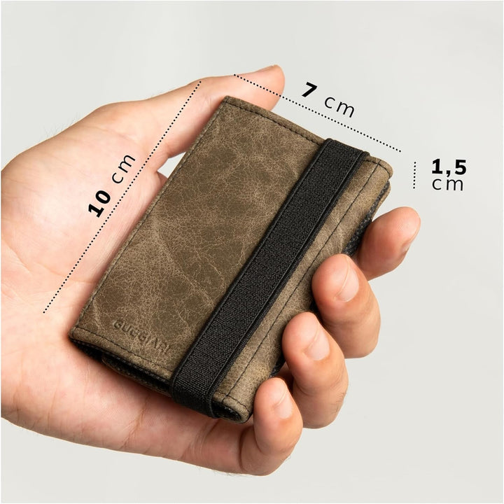 GUGGIARI® Slim Wallet mit Münzfach aus Microfaser Jacquard mit RFID Schutz - Schlankes Portemonnaie