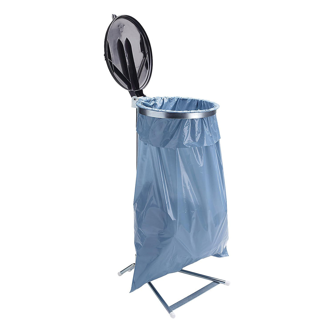 Certeo | Müllsackständer | Standgestell | für Volumen 120 l | Verzinkt | Kunststoffdeckel