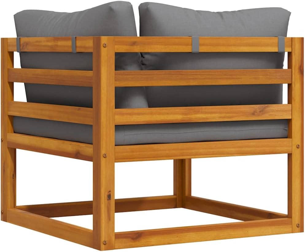 vidaXL Akazienholz Massiv Modular Ecksofa mit Dunkelgrauen Kissen Sofa Lounge Gartensofa Sessel Gart