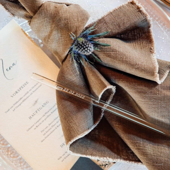 Gastgeschenke für Hochzeit mit 50 individuellen Namen oder Texten graviert - Personalisierte Glasstr