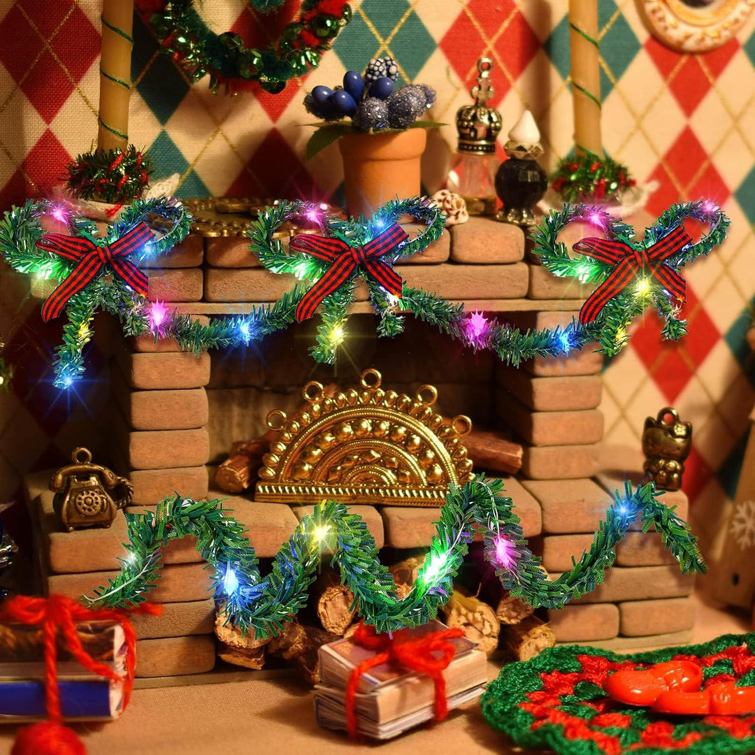 4 Stück Puppenhaus Mini LED Lichterkette 0.4m,Bunte Weihnachten Beleuchtet,Wichtelzubehör,Wichtelhau