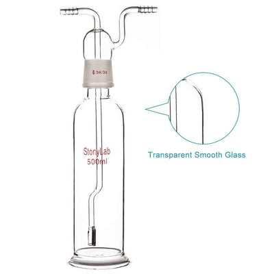 stonylab Gaswaschflasche, Borosilikatglas 34/34 Stopper Gas Bubbler Gaswaschflasche mit Frittenschei