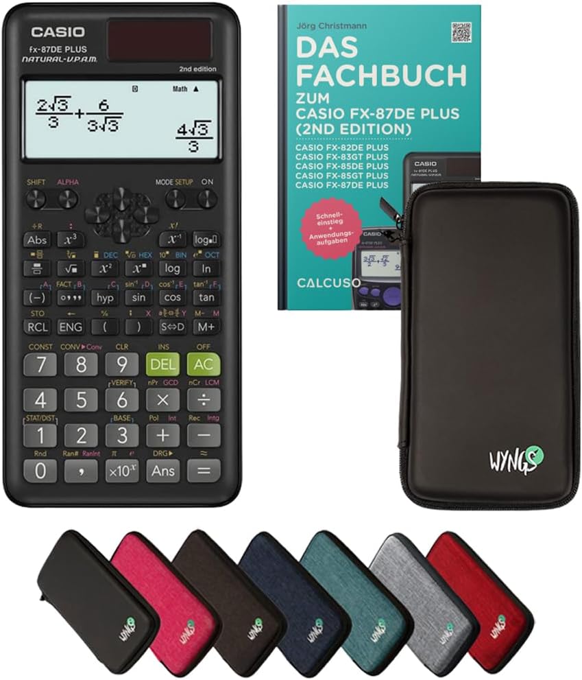 CALCUSO Standardpaket: Casio FX-87DE Plus 2 technisch-wissenschaftlicher Taschenrechner + WYNGS Schu