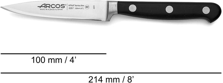 Arcos Schälmesser aus Edelstahl 100 mm - Ergonomischer Griff aus Polyoxymethylen, Ideal für Schälen