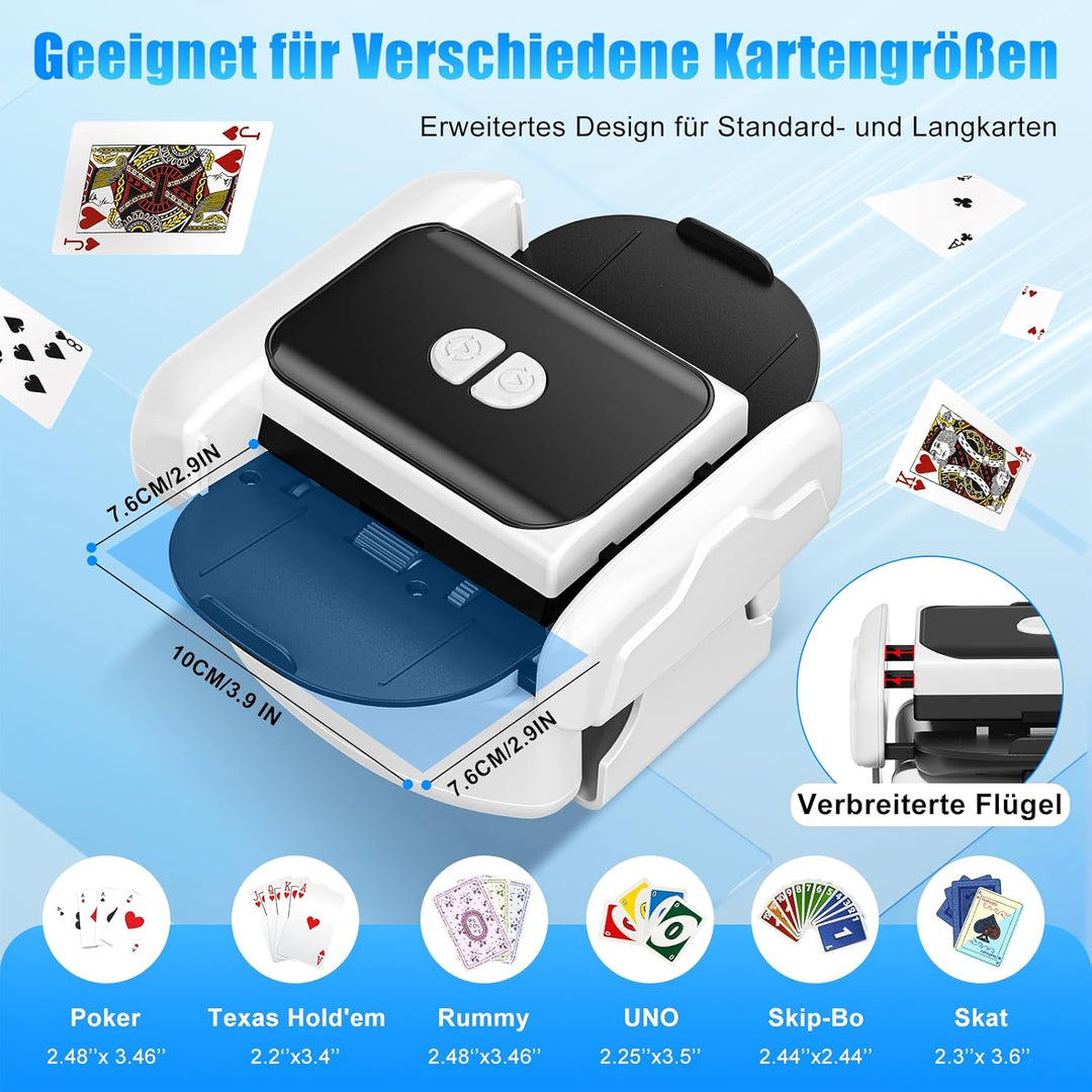 Naxudcoo Kartenmischmaschine: Automatischer Kartenmischer für 1-2 Decks, Kartenmischer mit Aufbewahr