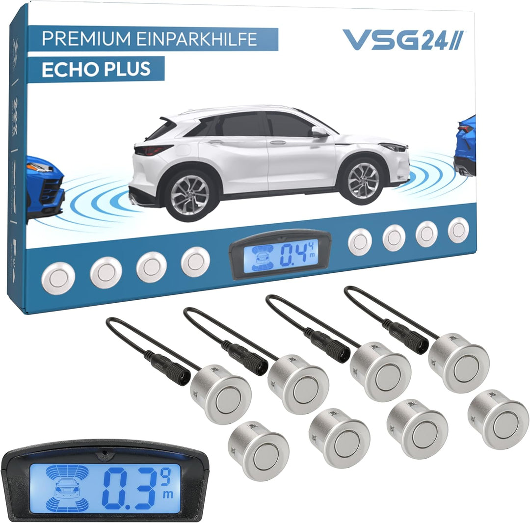 VSG24 Premium Kombi Einparkhilfe mit Display zum nachrüsten am Auto, PDC Parksensoren Vorne Hinten m