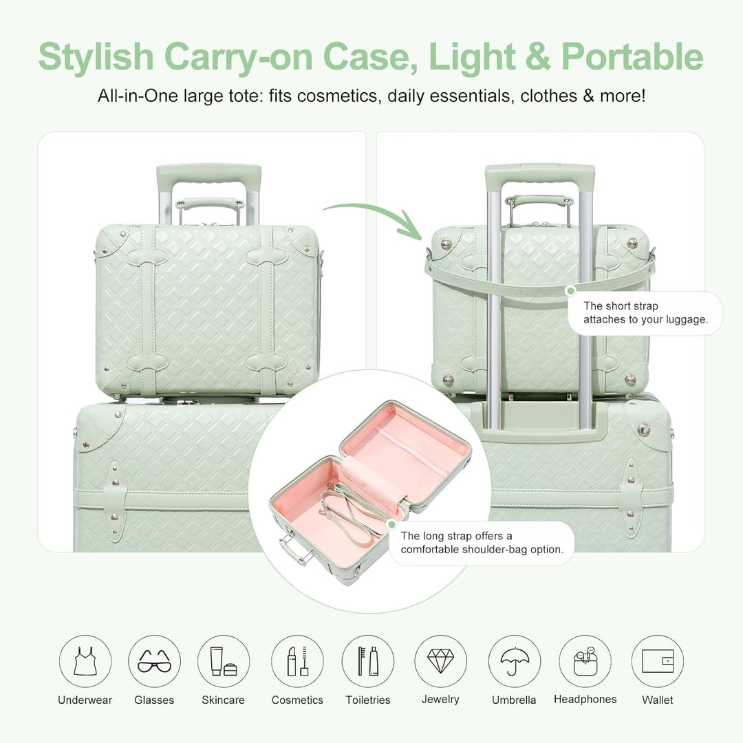 Urecity Vintage Reisekoffer Set 2 Teilig Leicht Retro Lederkoffer Hartschale Trolley Handgepäck Sets