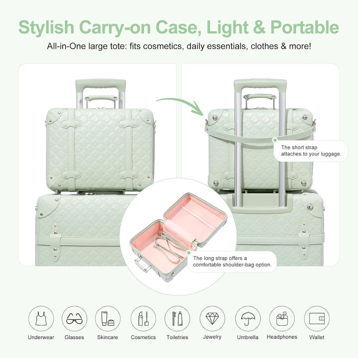 Urecity Vintage Reisekoffer Set 2 Teilig Leicht Retro Lederkoffer Hartschale Trolley Handgepäck Sets