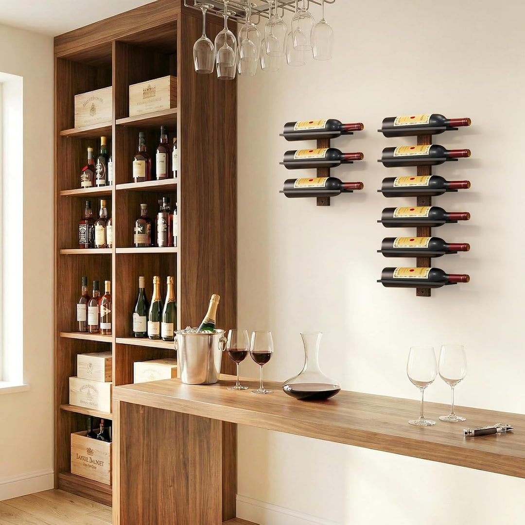 B4Life Weinregal Wandmontage für 6 Weinflaschen, Holz Weinregale für Wand, Weinhalter Weinflaschenre
