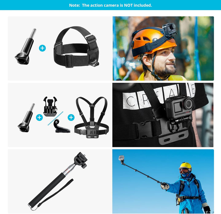 AKASO 60 in 1 Action Cam Zubehörset mit Sammeltasche, kompatibel mit EK7000/EK7000 Pro/Brave 4/Brave