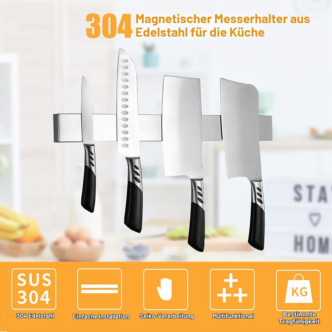 Tuevob 50cm Messerhalter Magnetisch Selbstklebend Messer Magnetleiste Edelstahl Magnet Messer Halter