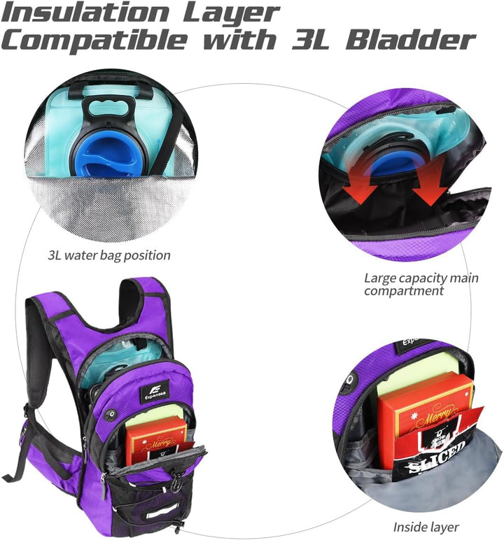 Trinkrucksack mit Trinkblase 3L BPA-Frei, Wasserdichter Outdoor-Rucksack, Rucksack mit Trinksystem,