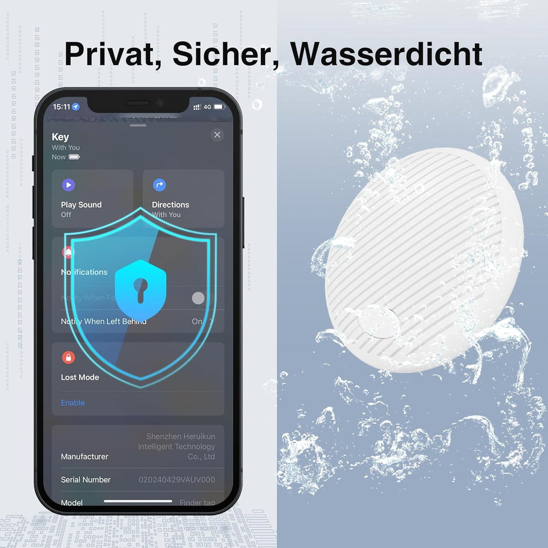 Air Tracker Tag 4-Pack - Smart GPS Tracker Kompatibel mit Apple Wo ist? (iOS NUR) mit Schutzhülle,Wa