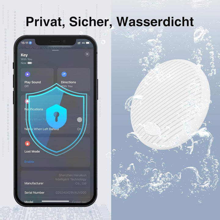 Air Tracker Tag 4-Pack - Smart GPS Tracker Kompatibel mit Apple Wo ist? (iOS NUR) mit Schutzhülle,Wa
