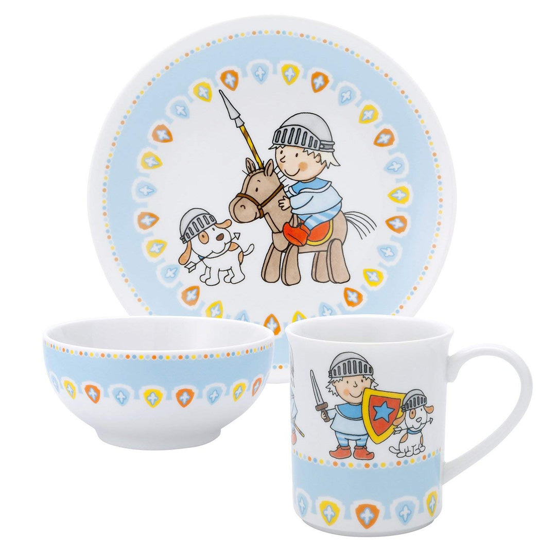 Puresigns MIKO Kindergeschirr Set 3-teilig aus Porzellan: Kinderteller, Kindertasse &amp; Müslischale –