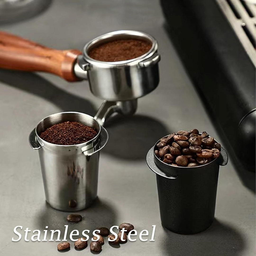 58mm Dosierbecher, Barista Zubehör Coffee Dosing Cup Edelstahl, Schwarz Siebträger Zubehör Kaffee Do