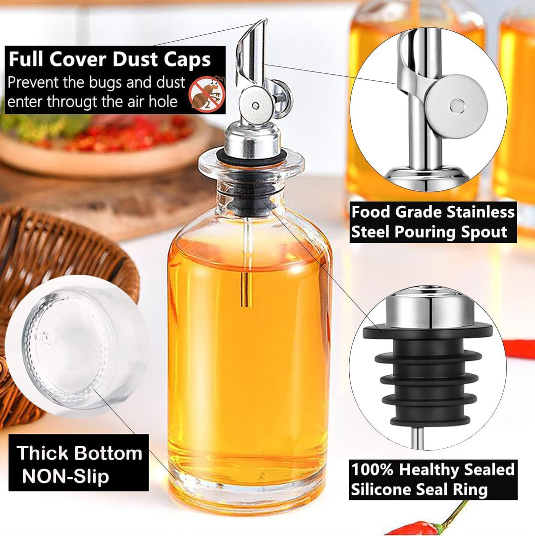 Pafusen 2 Packung Ölflasche, Essig und Ölflaschen Set für Küche, Olivenöl Flasche, Ölspender, Kaffee