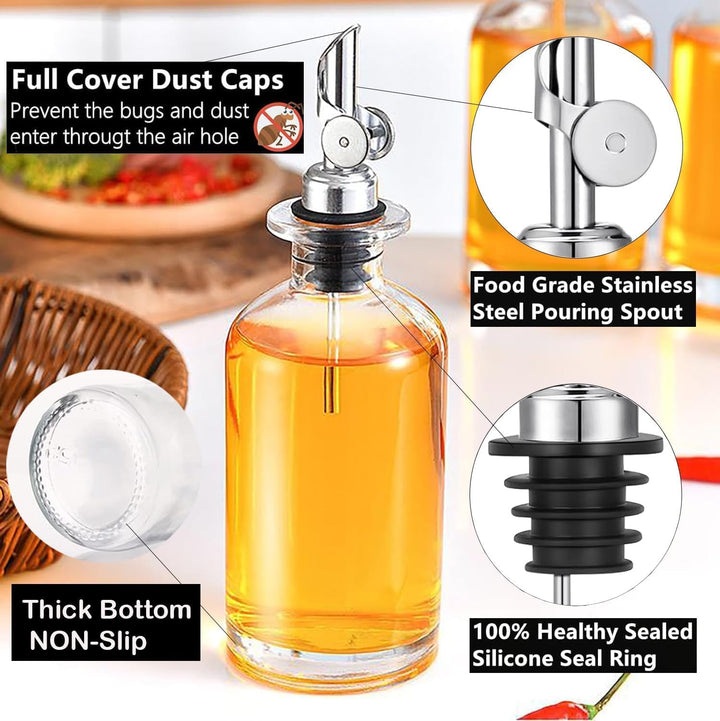 Pafusen 2 Packung Ölflasche, Essig und Ölflaschen Set für Küche, Olivenöl Flasche, Ölspender, Kaffee
