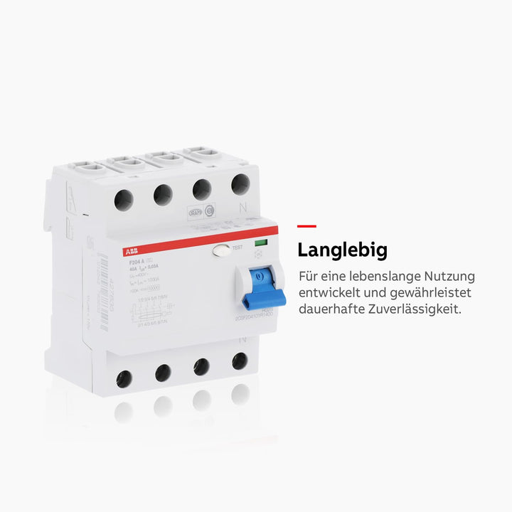 ABB F200 RCCB, 4-polig, 40A, 30mA Typ A CE 400V ac Single, Single