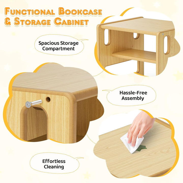 Children's Feeding Table and Chair Set, Montessori Wooden Children's Table, Game Desk with Storage S