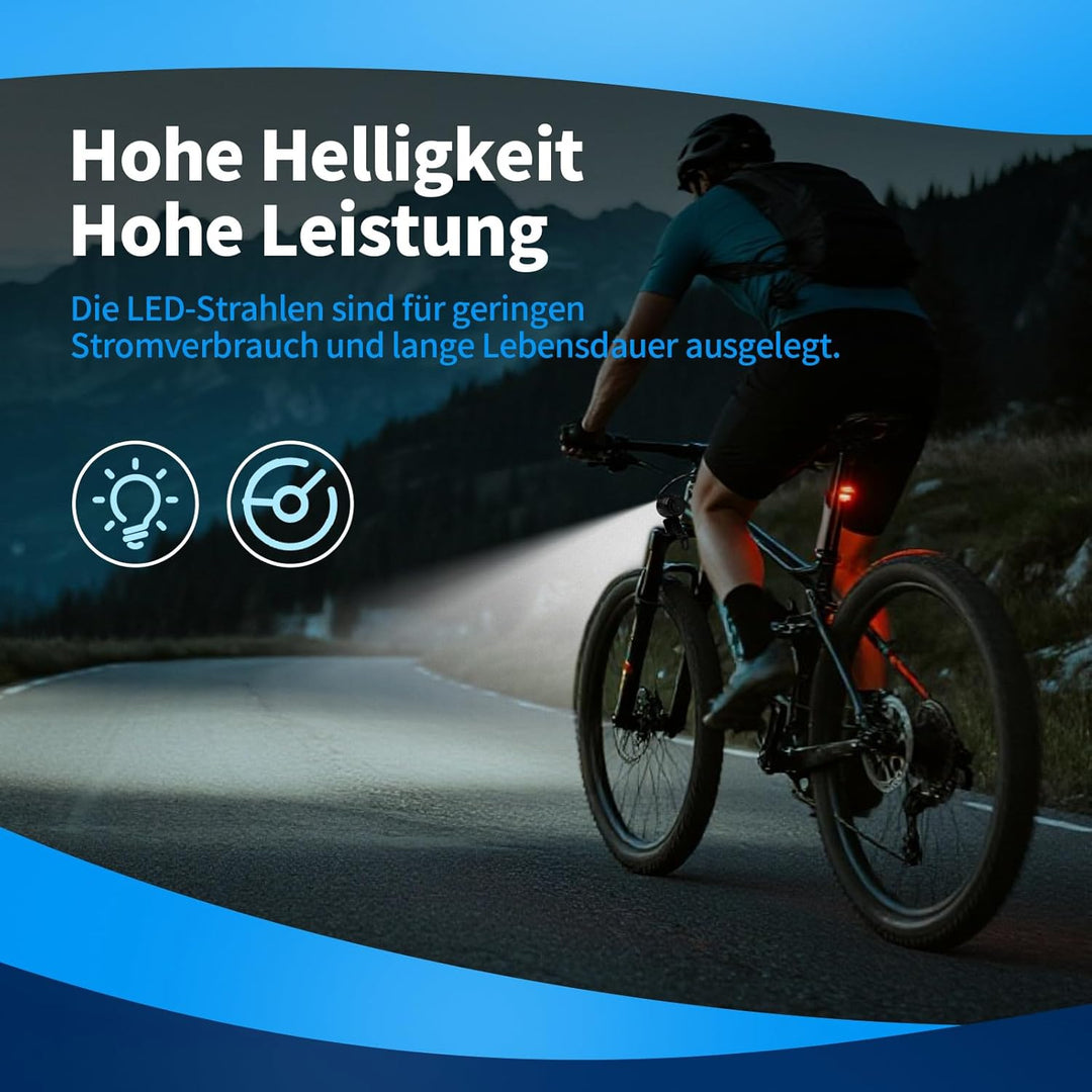 E-Bike Dynamo LED Fahrradlicht Vorne, 30-120 LUX StVZO Zulassung Frontlicht, Fahrradlicht mit Reflek