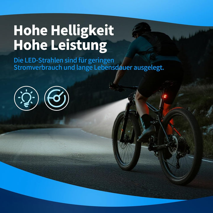 E-Bike Dynamo LED Fahrradlicht Vorne, 30-120 LUX StVZO Zulassung Frontlicht, Fahrradlicht mit Reflek