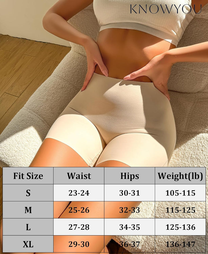 FINETOO 4er Pack Seamless Boxershort Damen High Waist Radlerhose Unterwäsche Weich Nahtlose Panties