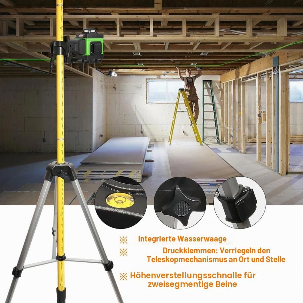 Stativ Für Laser,Nivellier-Dreibein,1/4“-20 5/8”-11 Gewinde,Höhenverstellbar 700-3600 Mm,Integrierte