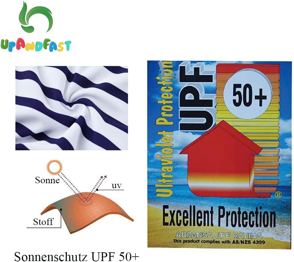 upandfast Baby Badeanzug mit Sonnenhut UPF 50+ Badebekleidung für Baby 12-18 Monate Neuer Streifen,