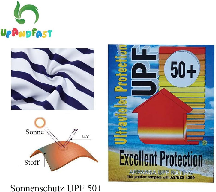 upandfast Baby Badeanzug mit Sonnenhut UPF 50+ Badebekleidung für Baby 12-18 Monate Neuer Streifen,