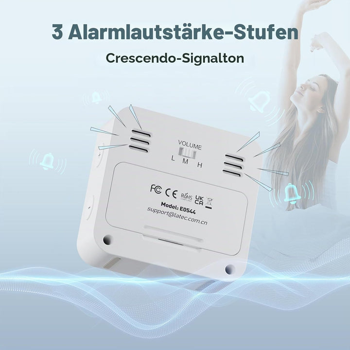 LATEC Wecker Digital, Digitaler Wecker Batterie, Klein Reisewecker Digital Uhr mit Temperaturanzeige