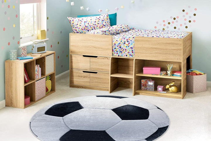 Kinderteppich Bambino Waschteppich Fussball, für Kinder Anti-Rutsch - schwarz / weiss Kreis 80 cm kr